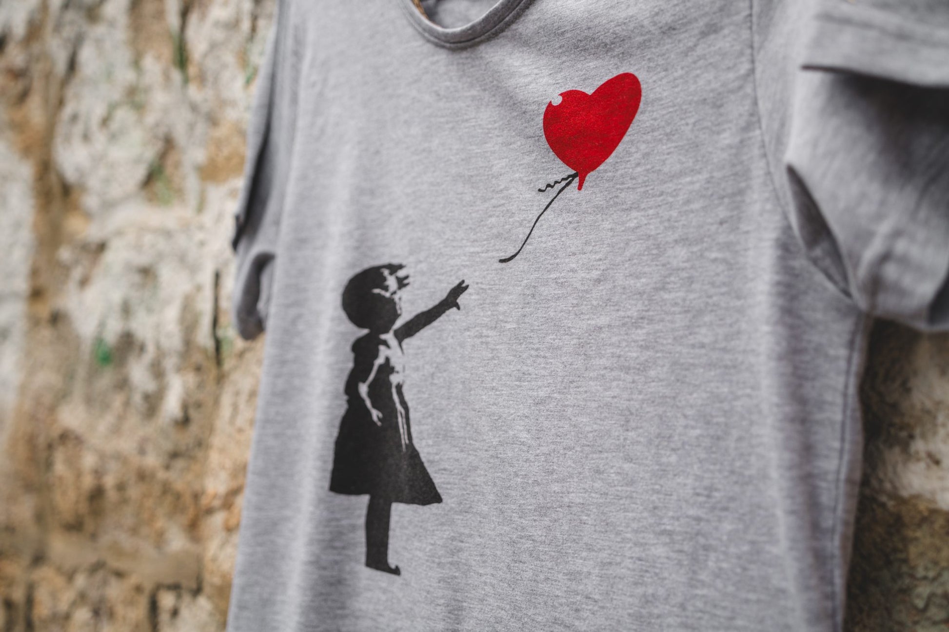Girl With The Balloon T-Shirt - Gray
